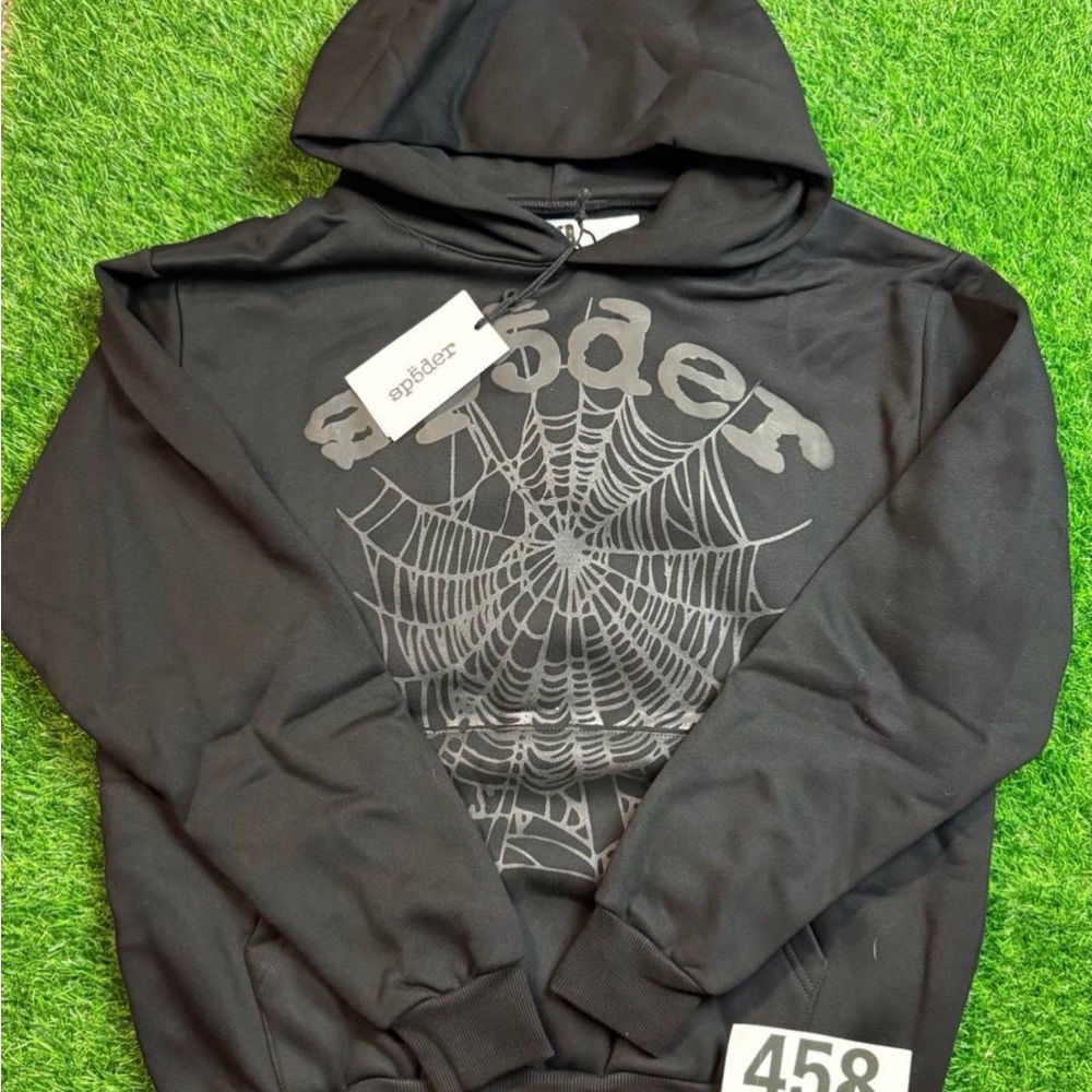 Spyder Black Hoodie with Web Graphic